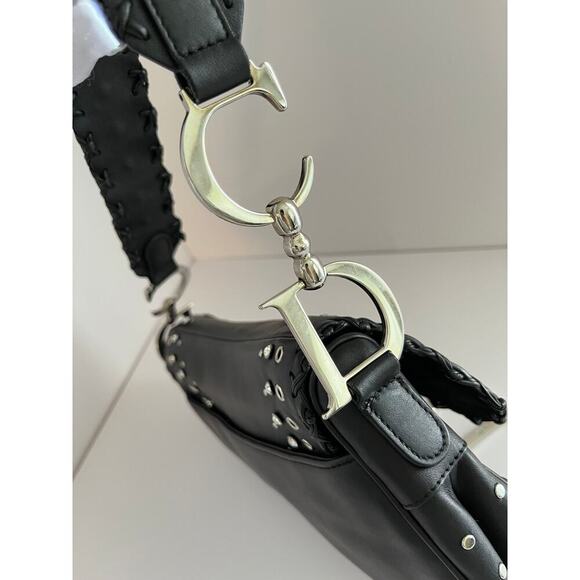 Dior saddle vintage black leather shoulder bag - Picture 3 of 10